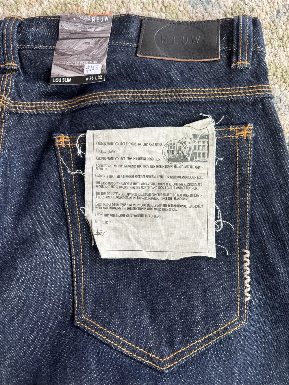 Neuw Lou Slim Rinsed Indigo Denim 36x32